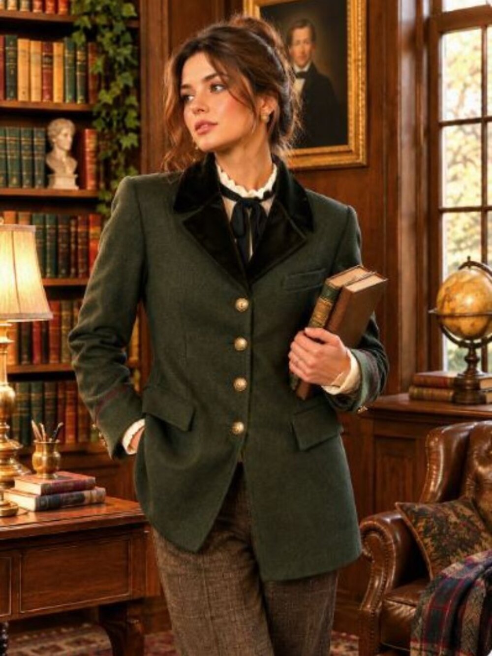 💕 Vintage ICEBERG CENTO X CENTO Military Blazer Green Velvet Trim Italy ✨